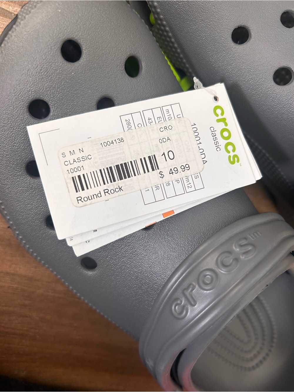 NWT Gray CROCS Men’s 10 Women’s 12 Classic Clog - Picture 10 of 10